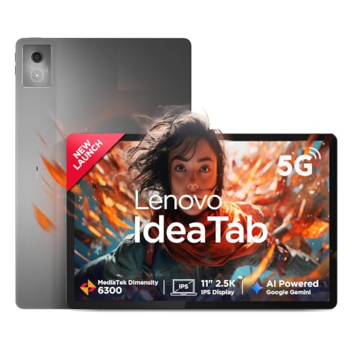 Image of Lenovo Idea Tab | WiFi + 5G |11 inch 2.5K IPS Display |6GB RAM + 128GB ROM (Expandable Upto 2TB)| MediaTek Dimensity 6300|7040mAh|4 Speakers| Grey