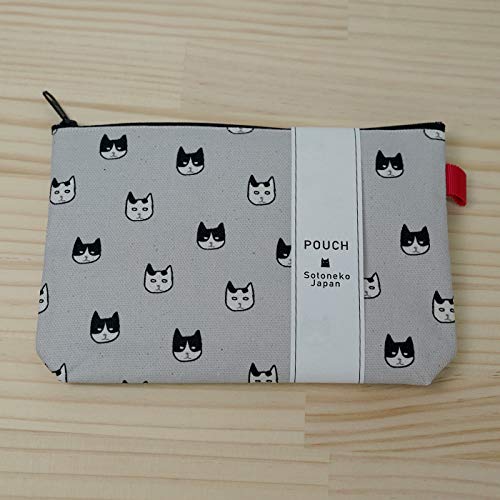 ハチワレ猫 おしゃれ 猫 ポーチ 猫柄 プレゼント ガジェットポーチ グレー 布 ミニ 男性 メンズ レディース 日本製 小 猫グッズ 雑貨 バッグインバッグ マチ付