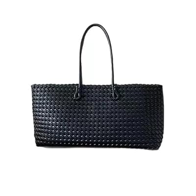 EWUHYFP Borse In Pelle Intrecciata Borsa a tracolla intrecciata a cestino, grande, capiente, da donna, modello singolo, primavera estate Shopping(Black)