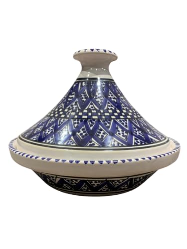 Royal Bakir Midnight Blue Tagine Handmade Tunisian - Traditional Tagine for Baking in the Oven - Handmade Ceramic 27cm - Perfect for Fish, Poultry, Meat, Vegetables & Stews -