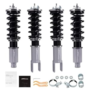 maXpeedingrods Coilover for Honda Civic 1988-2000, for Honda CRX 1988-1991, for Delsol 1992-1995, for Acura Integra 1990-2001, 24 Levels Damper Adjustable Coilovers, Height Adjustable Lowering Kit