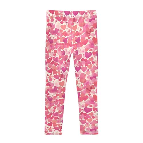 KLL Hearts Pink Purple Watercolor Little Girls Active Leggings Fashion Full Length Yoga Pants Running2