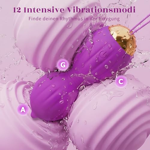 FIDECH Liebeskugeln Sexspielzeug, Vibrator für Sie, Beckenboden Trainer Damen mit 12 Vibrationsmodi, Vibro Ei mit Fernbedienung, Beckenbodentrainer für Blasenkontrolle und Vaginalmuskulatur, Lila