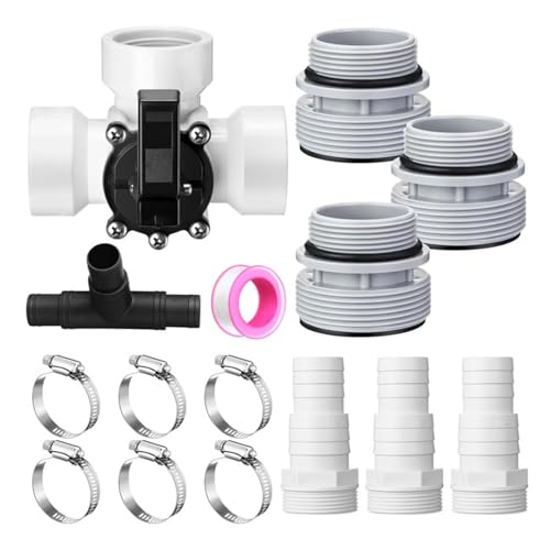 MYCENSE 3 Way Diverter Water Valve Hose Adapter, with Hose Clamps, Premium, Garden Pool Diverter for Garden Pond,Pools and Spas, White