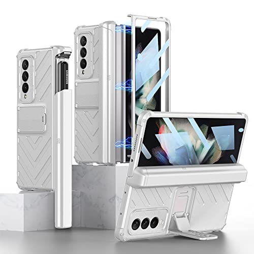 Coque Galaxy Z Fold 3 avec charnière magnétique et protège-écran intégré en argent