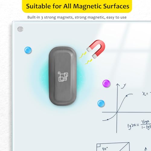 maxtek dry erase eraser magnetic white board erasers - 2 pack glass whiteboard eraser for office and school supplies gray