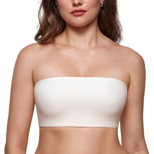Image of INLYRIC Women's Inbarely Strapless Bandeau Bra Bralette Tube Top Seamless Comfortable Stretchy Non Padded Bras Tops