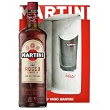 MARTINI Rosso Vermouth Aperitivo, 750 ml / 75 cl, 15% vol., Estuche de regalo de vermut con vaso MARTINI de regalo
