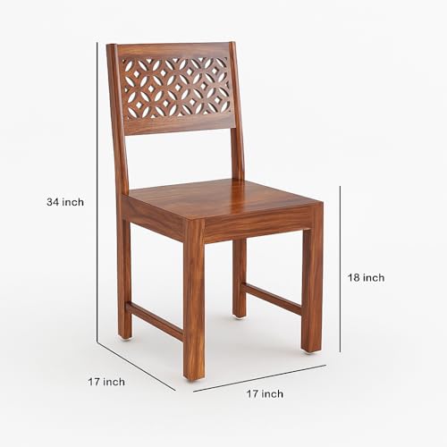 Image of 45 Inch Length Solid Sheesham Wood 4 Seater Dining Table Set | Four Seater Dinner Table with 4 Chairs | Dinning Table Set 4 Seater for Living Room | Wooden Table & Chair Set | Honey Finish