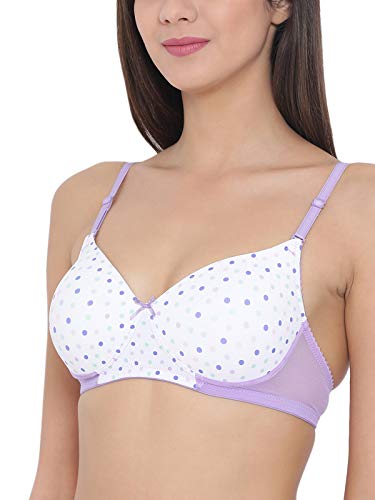 Image of Clovia Women's Padded Non-Wired Polka Print T-Shirt Bra