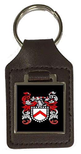 Porte-clés en cuir Beaghan blason de famille marron évitez la perte de vos clés