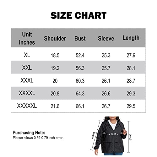 American Trends Jaqueta feminina plus size leve para chuva, embalável, com capuz, impermeável, corta