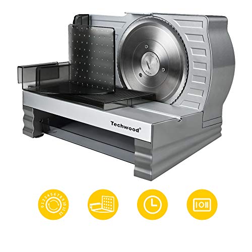 Meat Slicer, Electric Deli Food Slicer with Removable Stainless Steel Blade, Food Pusher
