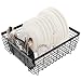ESYLIFE Kitchen Dish Drainer Drying Rack with Full-Mesh Silverware Storage Basket, Black