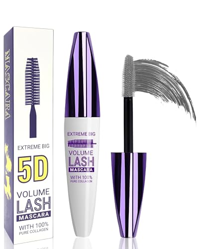 5D Gray Mascara for Eyelashes-1Pcs Longlasting Waterproof Smudge-Proof Cold Grey Mascara Volume and Length Volumizing Defining Eye Lashes Womens Mothers Day Eye Makeup Gift for Older Women 60 plus