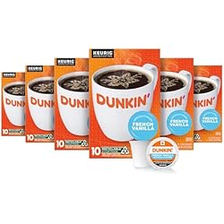 Dunkin’ French Vanilla Artificially Flavored Coffee, Keurig K-Cup Pods, 10 Count Boxes (Pack of 6)