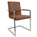 Produktbild Invicta Interior riess-Ambiente Freischwinger Stuhl LOFT Vintage braun mit gepolsterten Armlehnen und Edelstahlgestell Esszimmerstuhl Esstischstuhl Microfaserstuhl