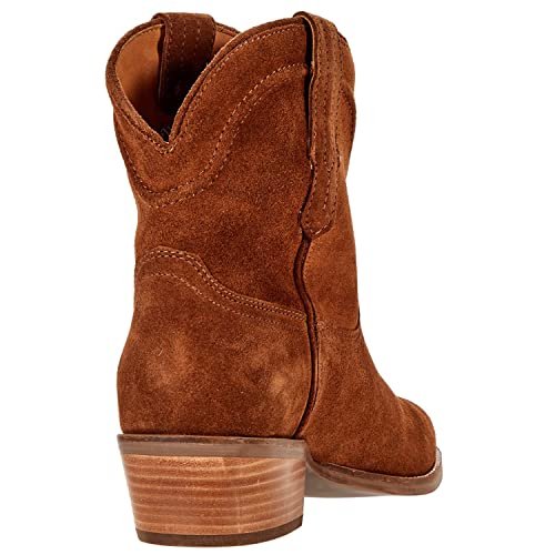 LEHOOR Women Cowboy Western Ankle Boots Pointed toe Low Stacked Heel Cowgirl Booties V Cut Retro Slouch 2 Inch Chunky Block Heel Slip On Short Dress Boots Wide Calf Comfy Casual Winter 4-11 M US4