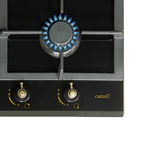 CATA RCI 631 BK Gasherd mit Butangas und 4 Gaskochfeldern 1 Dreifache Krone Geeignet für das Kochen mit Erdgas 58 cm Breite Gesamtleistung 8 kW Brenner und Grills mit Gas aus Eisen