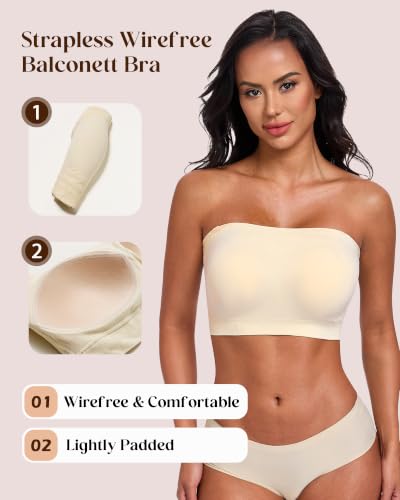 Image of HACI Strapless Bra Wireless No-Slip Seamless Bandeau Tube Top for Women Everyday