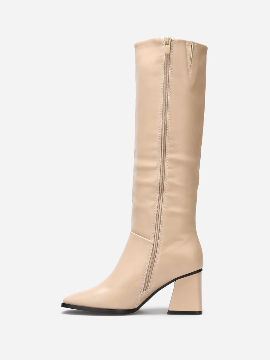 La Modeuse - Stivali in similpelle con tacco a trapezio con cerniera