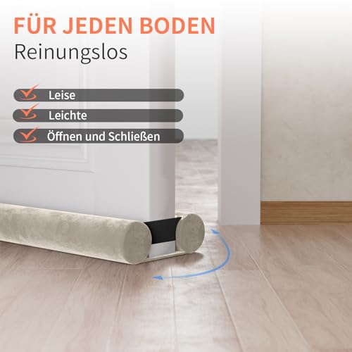 BKSAI Zugluftstopper für Türen 90CM Ohne Kleben Türdichtung Unten Zuschneidbar für Haustüren 80cm 75cm 85cm 83cm Luftzugstopper Windstopper Türluftstopper Türbodendichtung Windschutz Tür