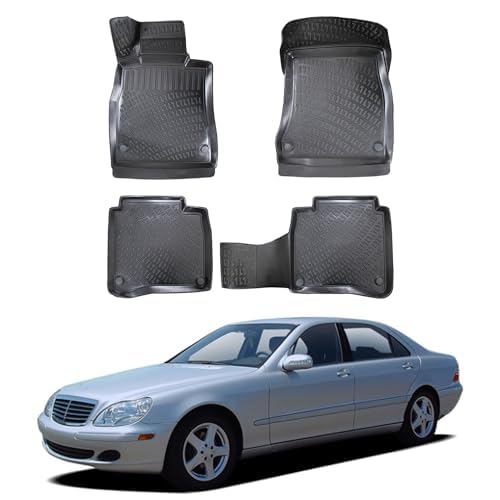 Floor Mats for Mercedes S Class W220 1998-2005 Front & Rear Set, Black