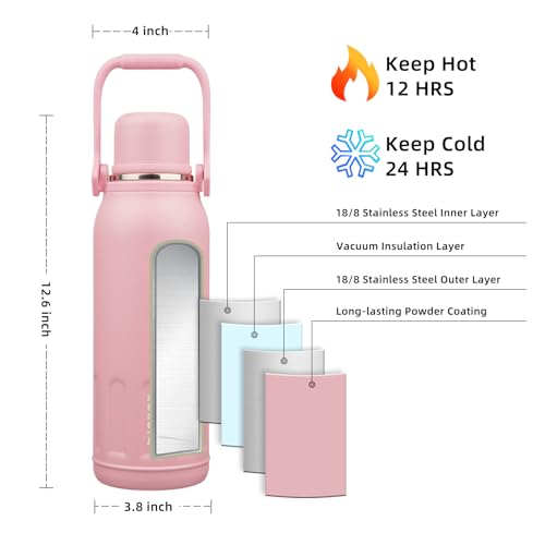 Image of BJPKPK Stainless Steel Insulated Bottle with Handle & Strap, 50oz