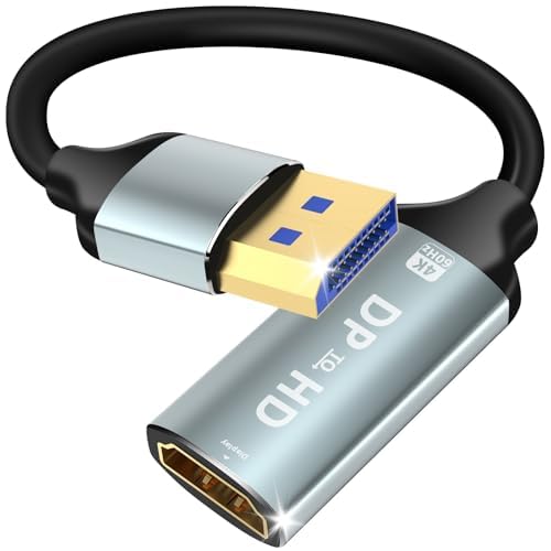 baolongking Displayport auf HDMI-Adapter, 4K 60Hz Audio-/Video-Synchronisation, Einweg-DP-1.2-Computer auf HDMI 2.0-Bildschirm, geeignet f&uuml;r HDTV/Monitor/Provenor/PROC (1 St&uuml;ck)