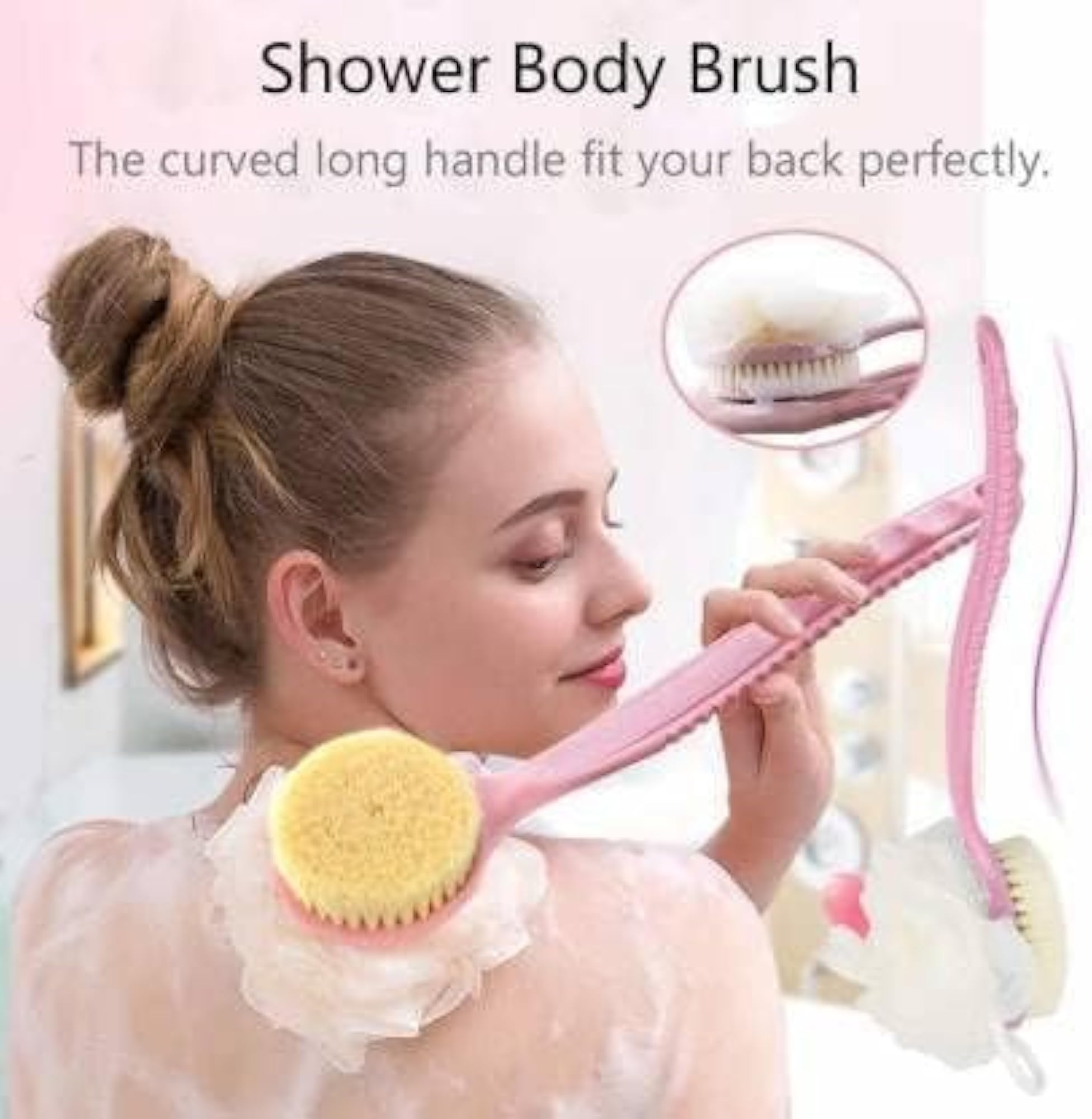 2 in 1 Bath Brush with Loofah & Bristles
