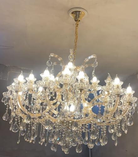 Image of Sanleen Luxury Crystal Glass Chandelier 12-Light Ceiling Hanging Lamp | Modern Antique Candle Style Chandelier jhummer for Living Room, Dining Hall | Design-8(24-28 Inch)(Bulb Include)