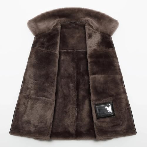 Kelsiop Men's Winter Vest Real Leather Coat Thick Warm Jacket4
