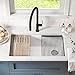 KRAUS Bellucci Workstation 32-inch Undermount Granite Composite Single Bowl Kitchen Sink in White with Accessories, KGUW1-33WH
