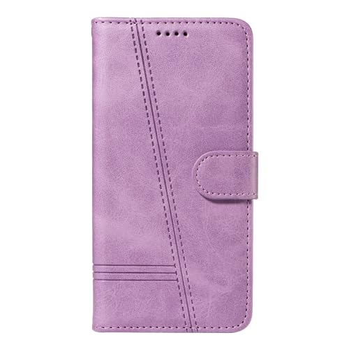 Étui portefeuille en cuir violet avec porte-cartes pour Motorola Moto E15 / G05