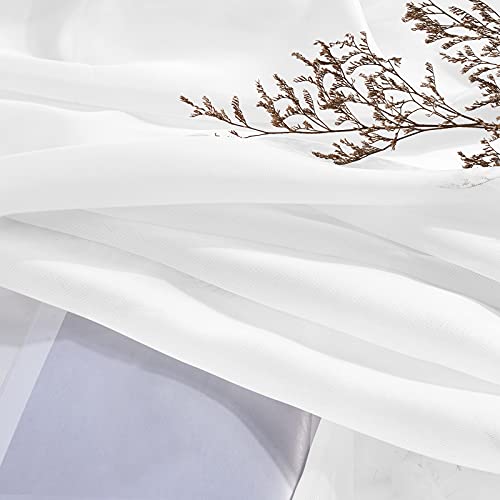 HOMEIDEAS Side Door Window Curtains with Rod Pocket for Small Window, 2 Panel Light Filtering Sidelight Curtain for Front Door, 54W X 40L Sheer Drapes with Tiebacks, White — view 4