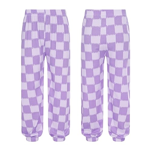 Kids Boys Girls Contrast Color Plaid Pants Elastic Waistband Bloomers Yoga Trousers Loose Casual Hippy Sweatpants4