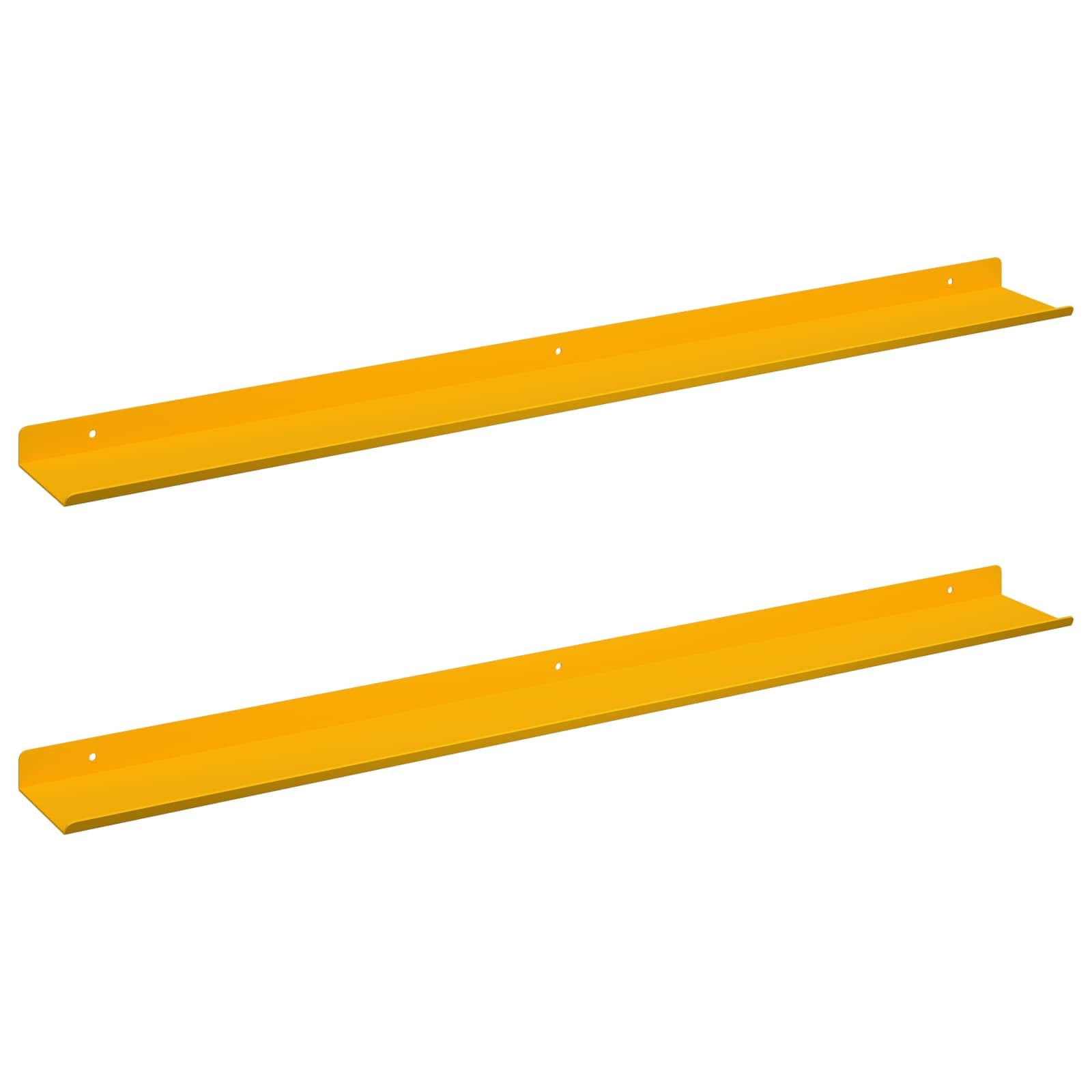 Hothingwell Schweberegal, 2 Stück, Senfgelb, 80 x 9 x 2,5 cm, Stahl | Minimalistisches Design, matte Oberfläche, für Wohnzimmer oder Büro, einfache Reinigung mit feuchtem Tuch