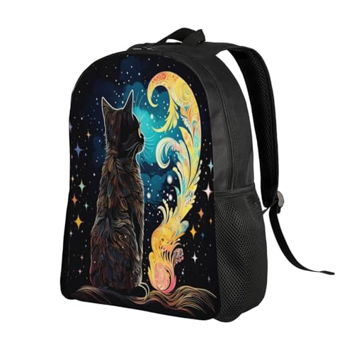 Comfort Fit Unisex Cat Stars Night Sky Backpack Durable for Daily Commute & Travel Adventures 16 Inch2