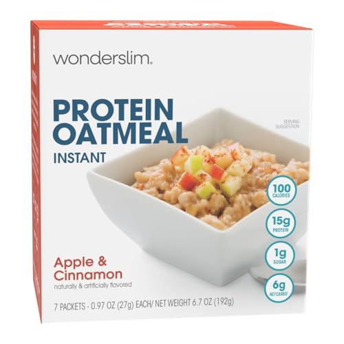 Wonderslim Instant Protein Oatmeal, Apple & Cinnamon, Gluten Free, Low Carb (7ct)