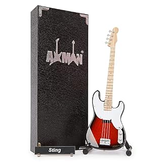 Sting (The Police) Guitare basse – Réplique de guitare miniature – Cadeaux musicaux – Ornement fait à la main – Comprend… - Les Beatles, Paul McCartney, John Lennon, RIngo Starr, George Harrison