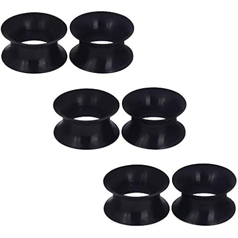 Yungger 3 Pairs Black Ultra Thin Silicone Double Flared Flexible Tunnel Ear Stretching Plug Gauge 14mm, Black Cover