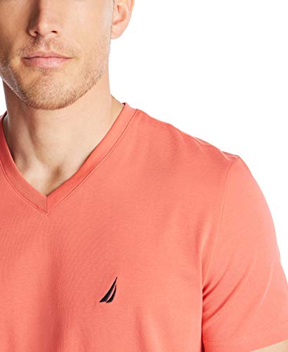 Nautica mens Short Sleeve Solid Slim Fit V-neck T-shirt T Shirt, Dreamy Coral, X-Large US4