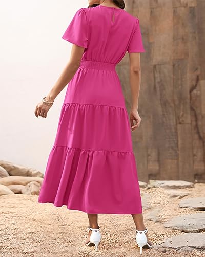 Image of PRETTYGARDEN Women's Casual Smocked Boho Floral A-Line Maxi Dress 2026