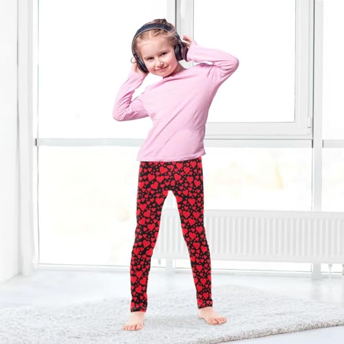 Red Hearts Black Girl's Leggings for Kids Toddler Girls Sweatpants Legging Pants Ballet Tights 4T4