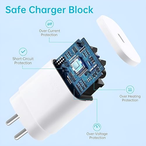 Image of Hoerrye Samsung 25W Pd Type-C Fast Charging Adapter with 1M Type C Cable Compatible with Galaxy M36 /F36 /M35 /F55 /A55 /S25 /A56 /A16 /A06 /M05 /M06 /M16 /F16 /F05 /F06|25watt USB C Devices|Superfast Charger-White