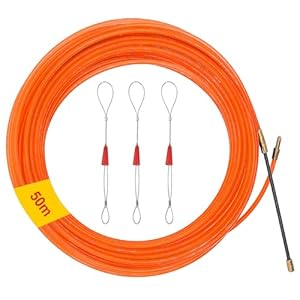 wooluck aiguille electricien de 50m, tire fil electrique 4mm diamètre aiguille fibre optique flexible aiguille electricien rigide avec 3 ressorts de guidage