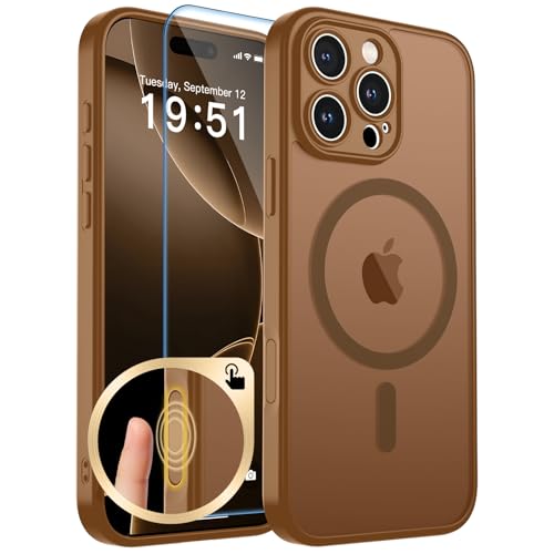 zapica Magnetic for iPhone 16 Pro Case, Dark Brown