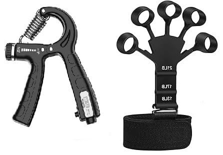 ShopiMoz Adjustable Finger Grip With Counter Hand Gripper For Strength Training, Hand Strengthening Equipment For Relieve Pain For Arthritis Grip Strengthener (Black Finger Grip & Counter Hand Grip) (B0CN91WGYY) Amazon Price History, Amazon Price Tracker