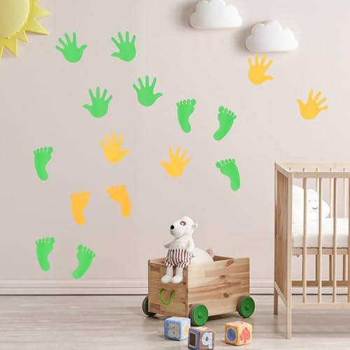 Kisangel 20 pares de adhesivos de huellas de manos y pies para pared miniatura 2