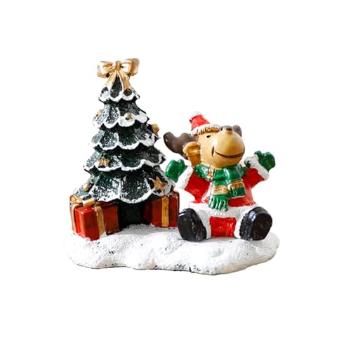 MFUOE Christmas Tree Aquarium Decoration Novelty Elk Pattern Resin Fish Cartoon Tank Ornaments Creative Christmas Series Landscaping Decor for Home